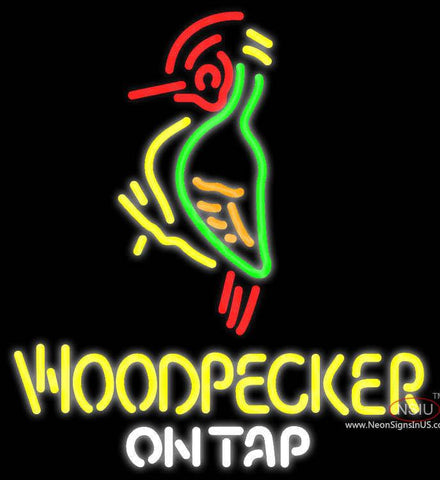 Woodpecker Hard Cider 'On Tap' Real Neon Glass Tube Neon Sign 