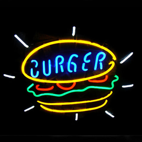 Professional  Burger Food Shop Open Neon Sign 