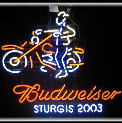 Budweiser Sturgis 2003 Motorcycle Neon Bar Sign 