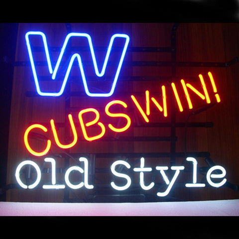 Professional  Chicago Cubs Win W Old Style Beer Real Neon Sign Free 2 