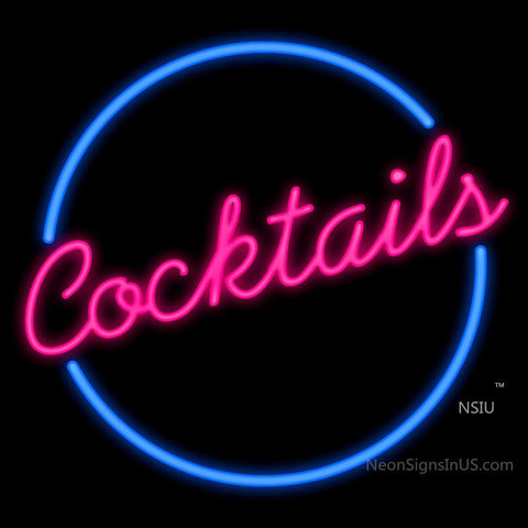 Cocktails Circle Neon Sign 