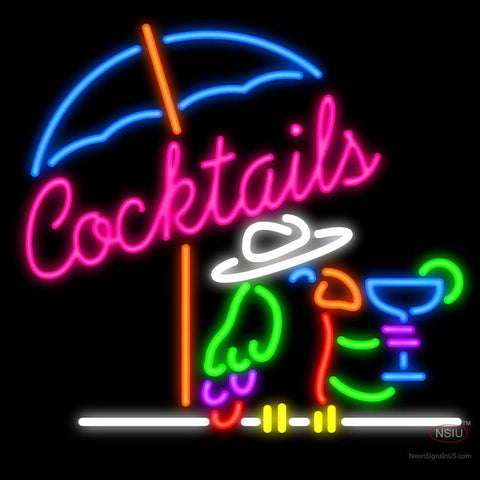 Cocktails Parrot Neon Sign