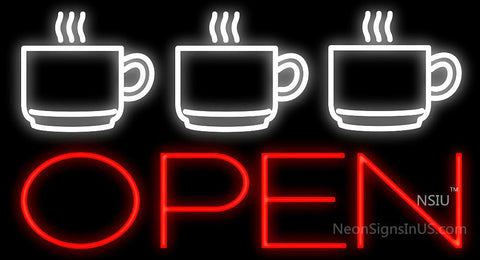 Espresso Cups Open Neon Sign 