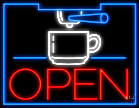 Espresso Machine Open Neon Sign 