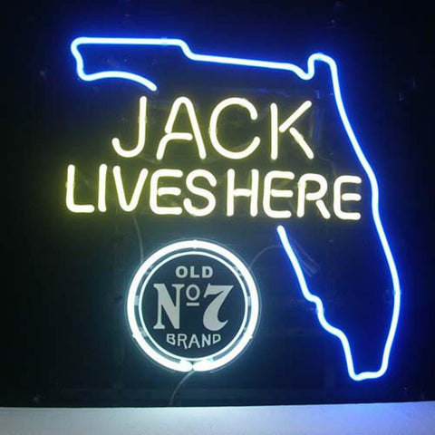 Professional  Jack Daniels Jack Lives Florida Whiskey Beer Bar Open Neon Signs 