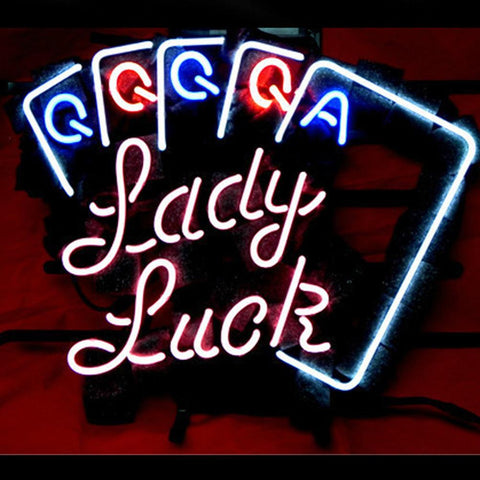 Professional Lady Luck Poker Beer Bar Neon Sign