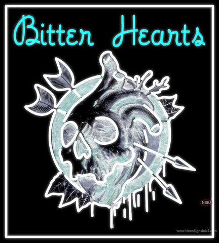 Custom Bitter Hearts Skull Logo Real Neon Glass Tube Neon Sign 