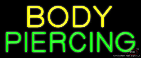 Yellow Body Green Piercing Neon Sign 
