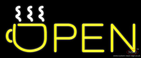Open Coffee Glass Neon Sign 