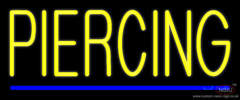 Yellow Piercing Blue Line Neon Sign