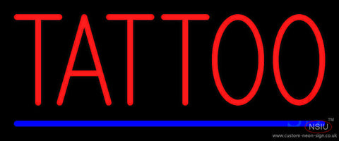 Red Tattoo Blue Line Neon Sign 