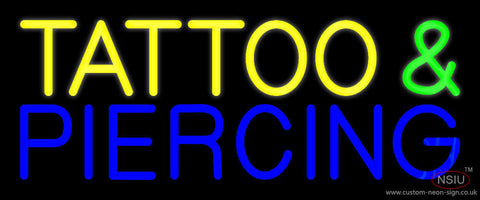 Yellow Tattoo and Blue Piercing Neon Sign 
