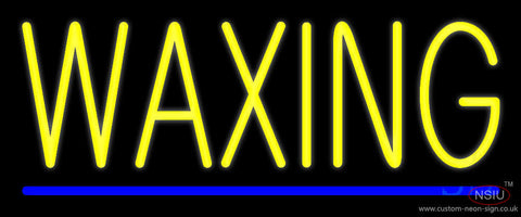 Yellow Waxing Blue Line Neon Sign 