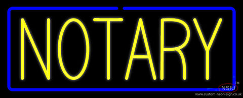 Yellow Notary Blue Border Neon Sign