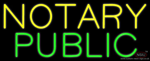 Yellow Green Notary Public Neon Sign 