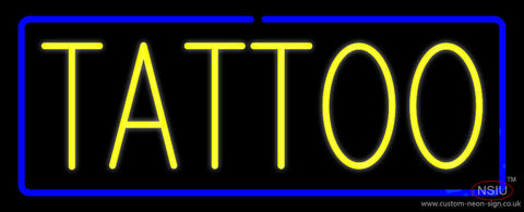 Yellow Tattoo Blue Border Neon Sign 