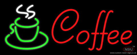 Red Cursive Coffee Logo Neon Sign 