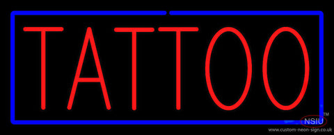 Red Tattoo Blue Border Neon Sign 