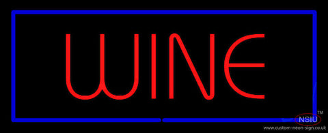 Wine Neon Sign With Blue Border 