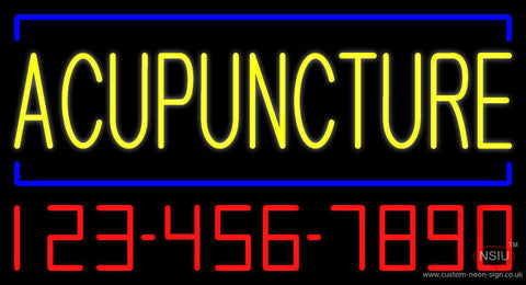 Yellow Acupuncture with Phone Number Neon Sign 