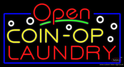 Red Open Coin Op Laundry Neon Sign 