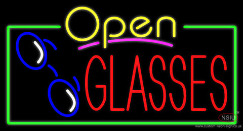 Yellow Open Glasses Logo Neon Sign