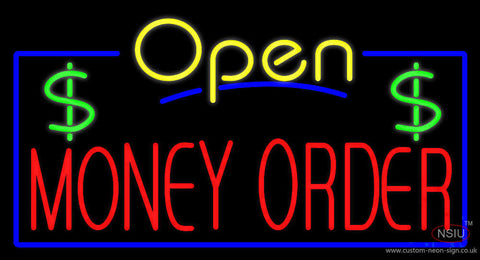 Yellow Open Red Money Order Neon Sign