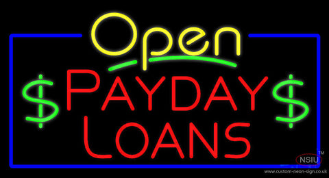 Yellow Open Payday Loans Neon Sign