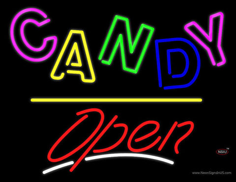 Candy Open Yellow Line Real Neon Glass Tube Neon Sign 