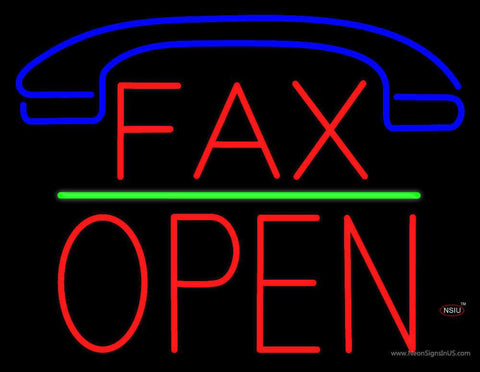 Fax Block Open Green Line Real Neon Glass Tube Neon Sign 