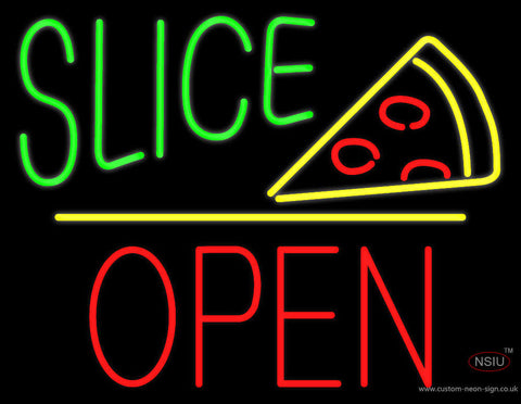 Slice Logo Block Open Green Line Neon Sign