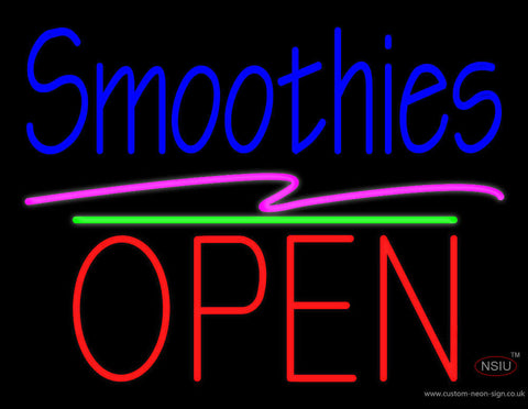Smoothies Block Open Green Line Neon Sign 