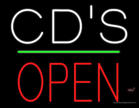 CDs Open Block Green Line Real Neon Glass Tube Neon Sign 