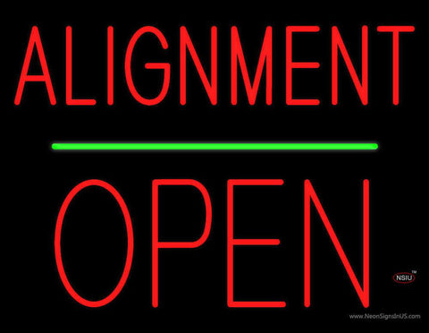 Alignment Open Block Green Line Real Neon Glass Tube Neon Sign 