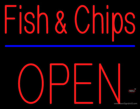 Fish and Chips Block Open Real Neon Glass Tube Neon Sign 