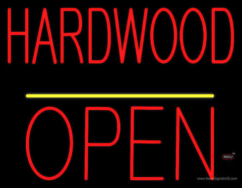 Hardwood Block Open Yellow Line Real Neon Glass Tube Neon Sign 