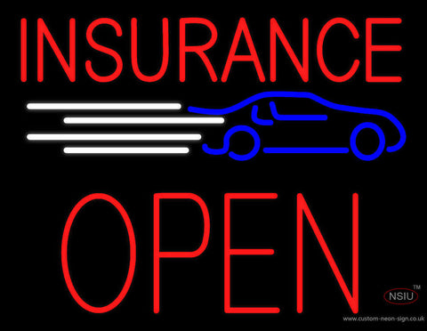 Red Insurance Open Block Car Logo Neon Sign 