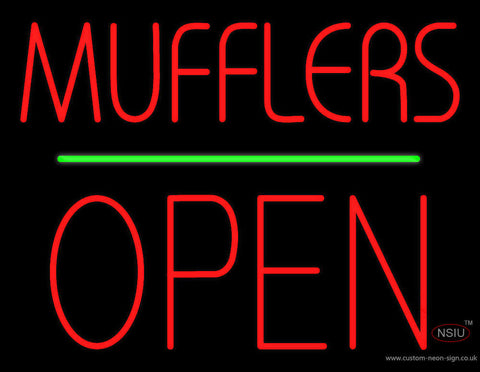 Mufflers Open Block Green Line Neon Sign 