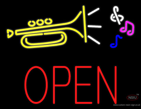 Trumpet Logo Open Block Neon Sign 