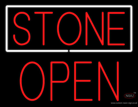 Stone Block Open Neon Sign 