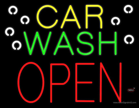 Car Wash Open Block Real Neon Glass Tube Neon Sign 
