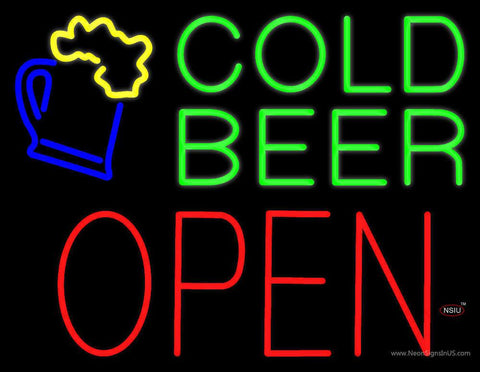 Cold Beer Open Real Neon Glass Tube Neon Sign with Beer Mug Real Neon Glass Tube Neon Sign 