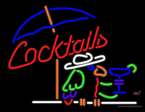 Cocktails Parrot Real Neon Glass Tube Neon Sign