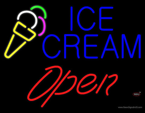 Block Ice Cream Red Open Real Neon Glass Tube Neon Sign 