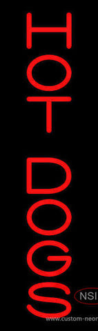 Vertical Red Hot Dogs Neon Sign
