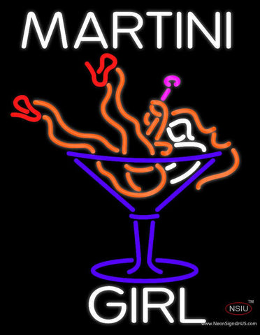 White Martini Girl Logo Real Neon Glass Tube Neon Sign 