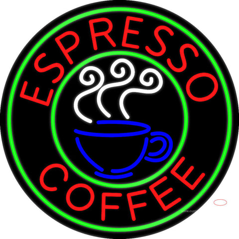 Round Espresso Coffee Neon Sign 
