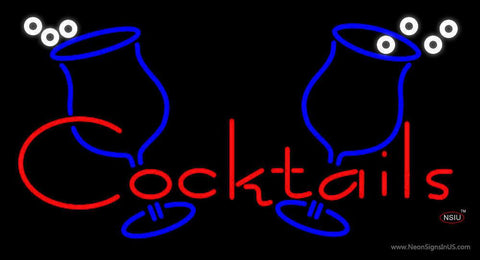 Cocktails With Two Glasses Real Neon Glass Tube Neon Sign 