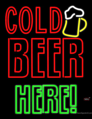 Cold Beer Here Real Neon Glass Tube Neon Sign 