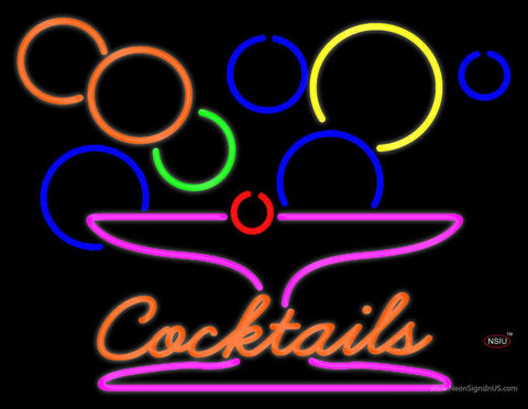 Cocktails With Martini Glass Real Neon Glass Tube Neon Sign 